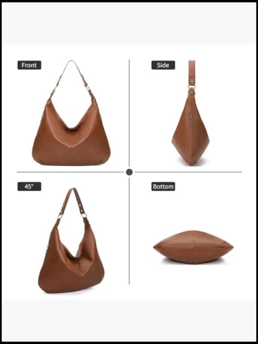 Slouchy Hobo Tote Bag Soft Faux Leather Shoulder Handbag Spacious Travel Purse